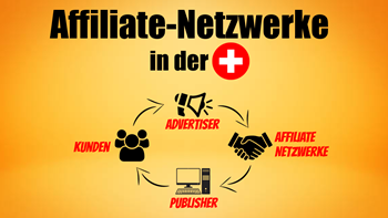 Affiliate-Netzwerke in der Schweiz Kreisdarstellung von Advertiser zu Affiliate Netzwerke zu Publisher und Kunden