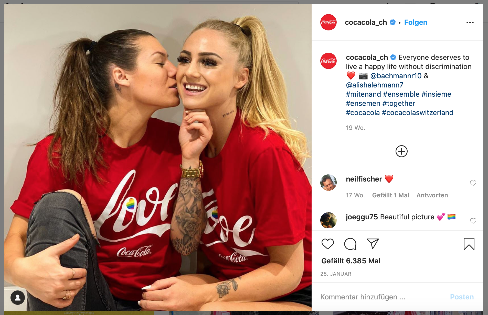 Instagram Coca-Cola Schweiz