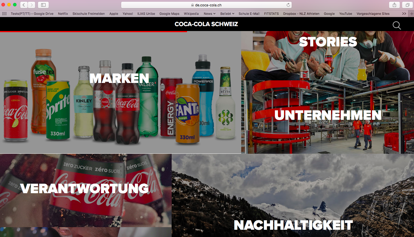 Website Coca-Cola Schweiz